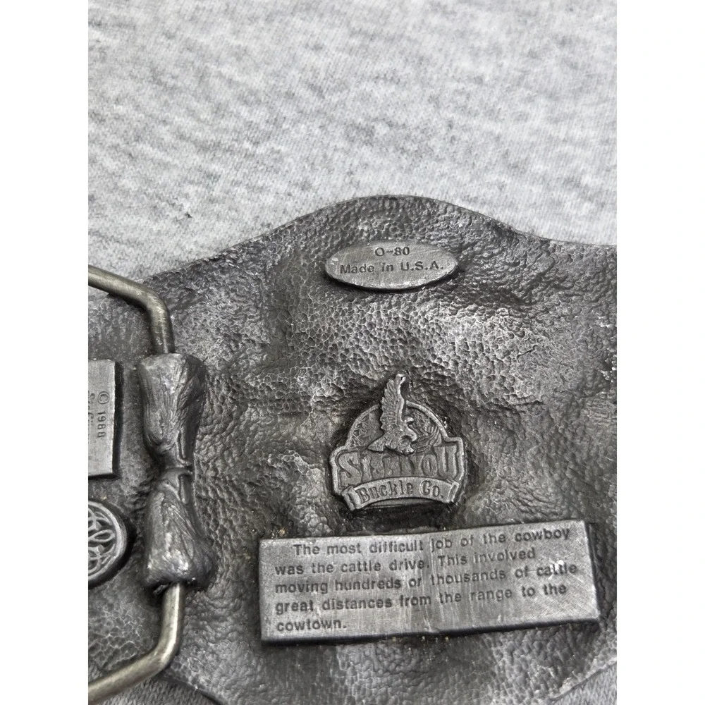 1988 Siskiyou Heavy Pewter Longhorn Steer Rodeo Belt Buckle USA